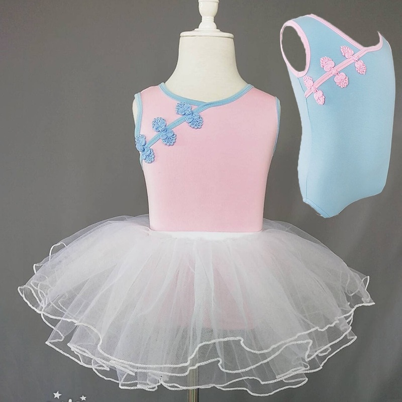 子供用パフォーマンス服夏パンバックル運動服幼児フォークダンス中国民族舞踊衣装ワンピースボディスーツ