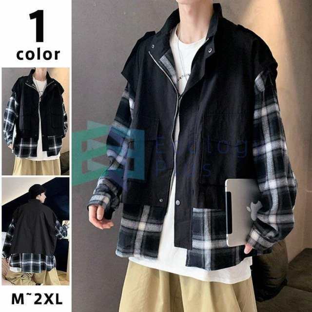 ミリタリージャケット メンズ ジャケット 配いろ チェック柄 ワークジャケット カジュアルジャケット お兄系 通学 秋 春 新作