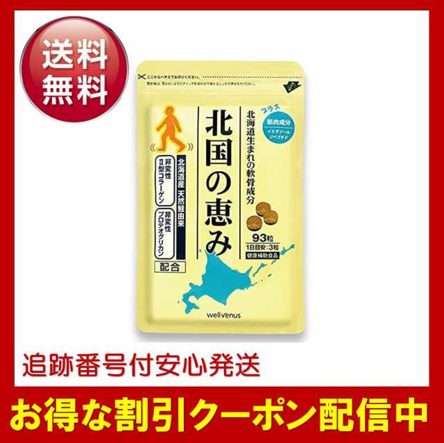 北国の恵み 93粒 約1ヶ月分 グルコサミン プロテオグリカン ウェルヴィーナス