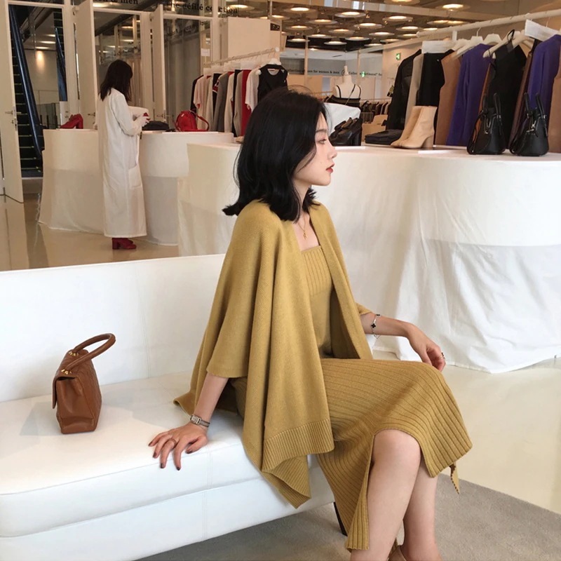 キャミワンピース カーディガン トップス ワンピース カーディガン 膝下 ミモレ ミモレ丈 ミディアム丈 袖なし 袖あり 長袖 Vネック ラウンドネック タイト 細身 ストレート 前開き リブニット