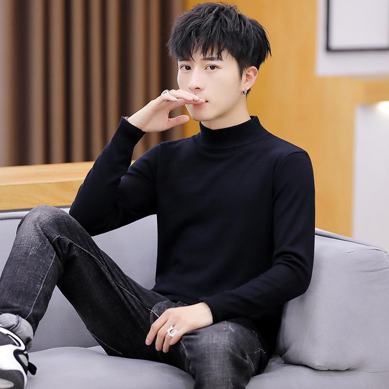 メンズ ファッション 服 オシャレ シンプル 大人 かっこいい 大きいサイズ ストリート 紳士服 セーター 韓国 スタイル ハーフ タートルネックニット シャツ 秋冬 黒 ハーフ カラー