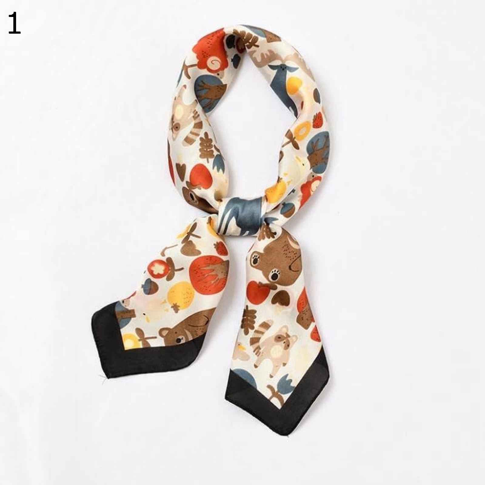 【20%OFFクーポン～】レディース ポリエステル スカーフ かわいい柄 サテン スモール スクエア ラップ スカーフ 多機能 ネックウェアー ハンカチ スカーフ rice : (Color Si 5,205円