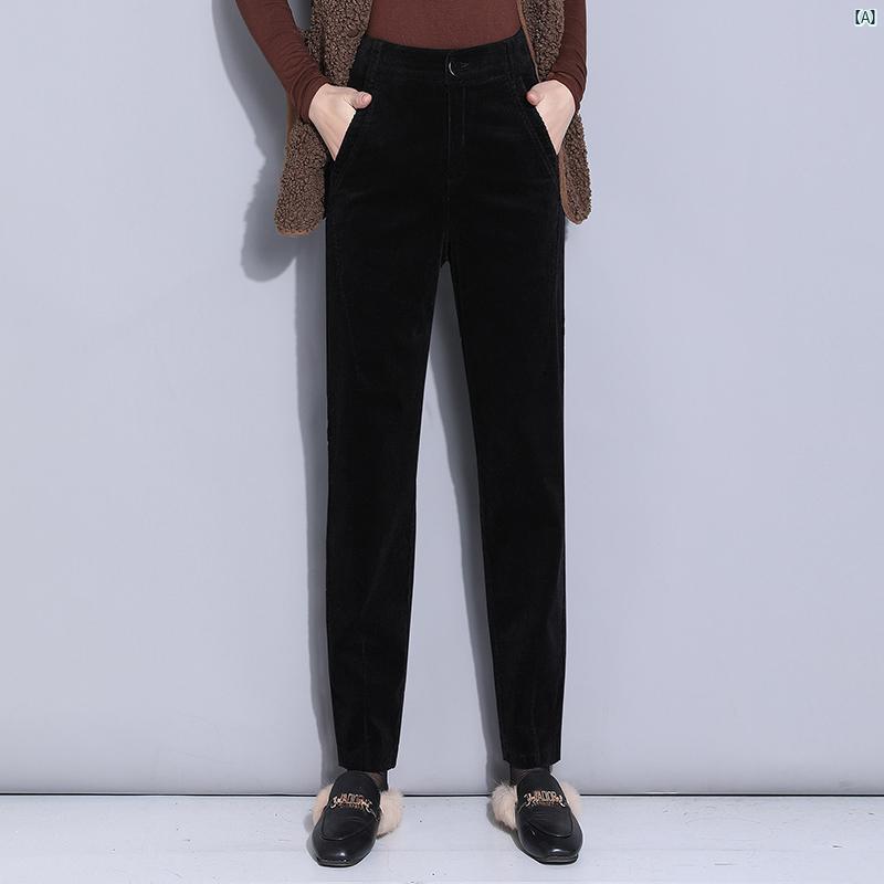 コーデュロイパンツ レディース 秋冬 裾細 パンツ コーデュロイ キャロット カジュアル オーバー オール 裏起毛