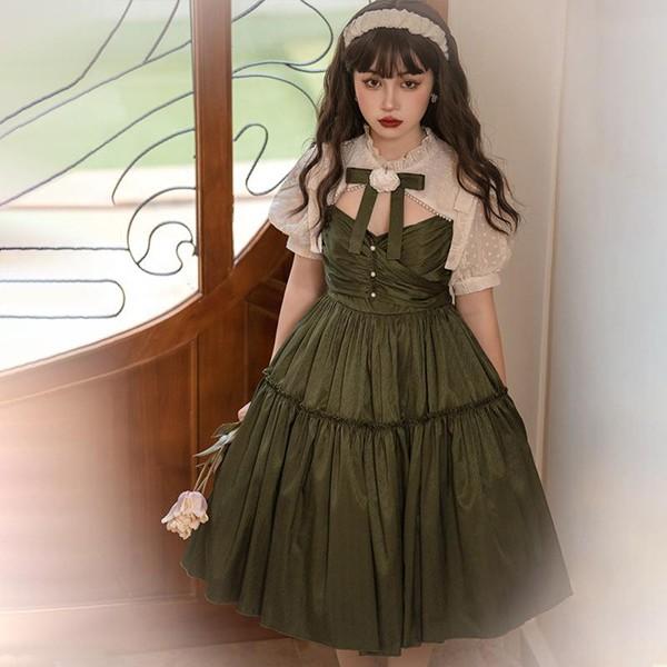 【急速出荷】ロリータ 田園の詩 ワンピース Lolita OP 長袖 通販 文化祭 学園祭 コスプレ衣装 ゴスロリ ゴシック メイド コスチューム アニメ