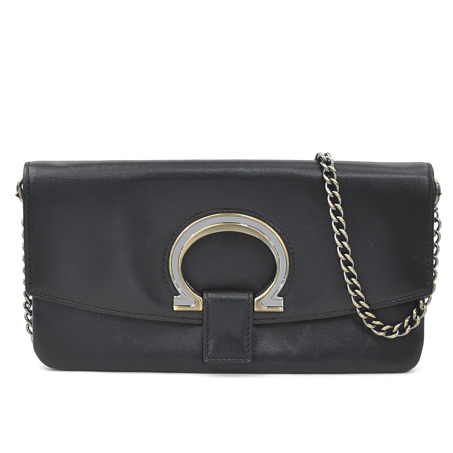 サルヴァトーレフェラガモ Salvatore Ferragamo ショルダーバッグ ガンチーニ レザー ブラック レディース h31636a