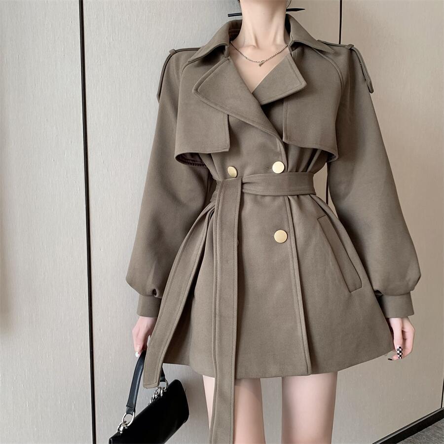 【送料無料】24 トレンチコート カジュアル セミロング コート 気質 スリム見え 流行り キュート おしゃれ オールマッチ89