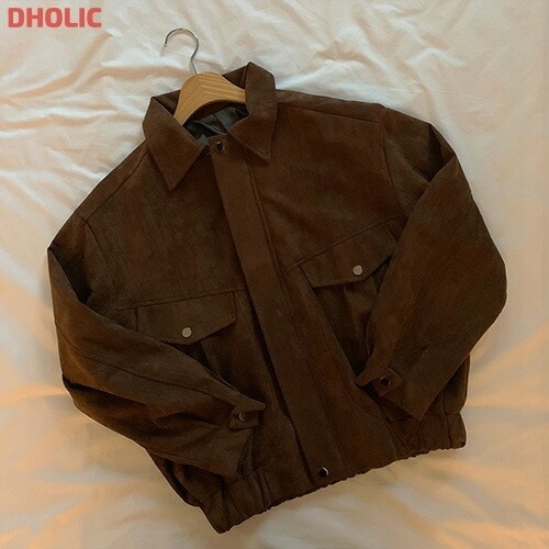 スエード調ゴムヘムボクシージャンパー