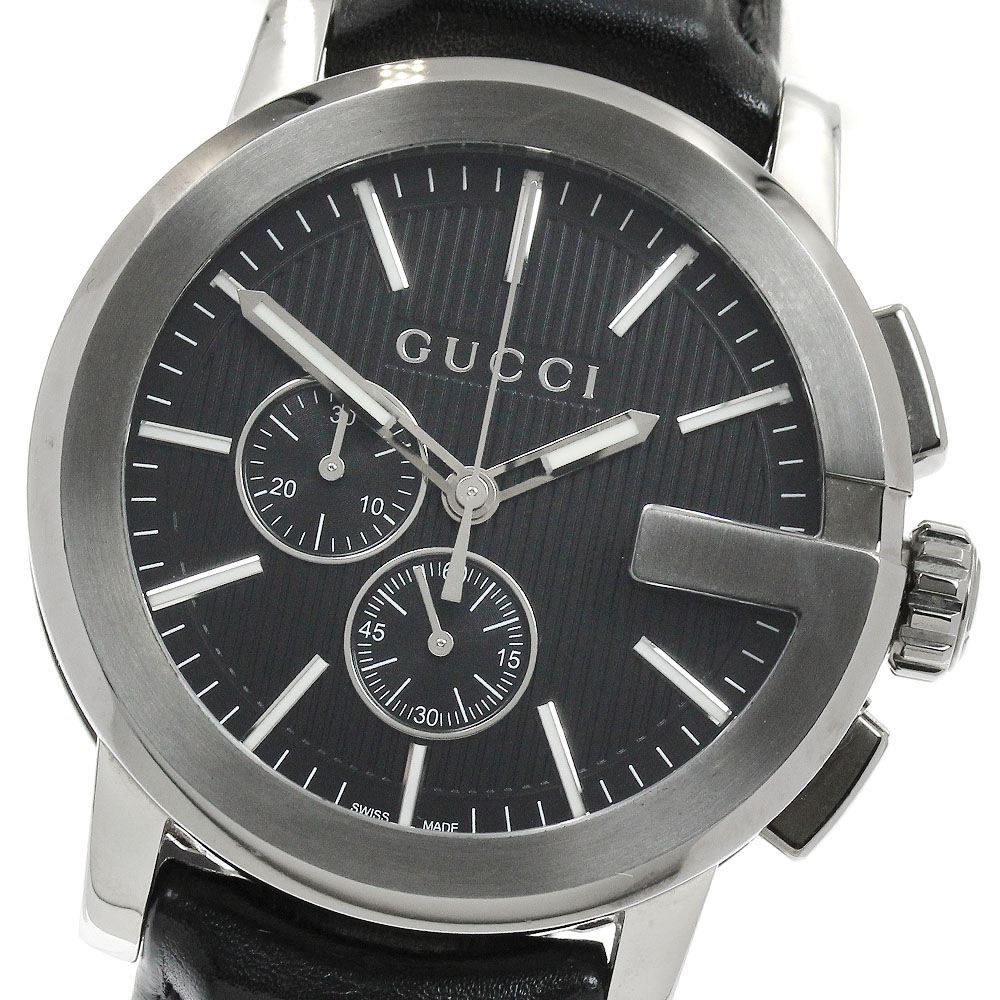 グッチ GUCCI 101.2/YA101205 Gクロノ クォーツ メンズ 箱・保証書付き_921427【中古】