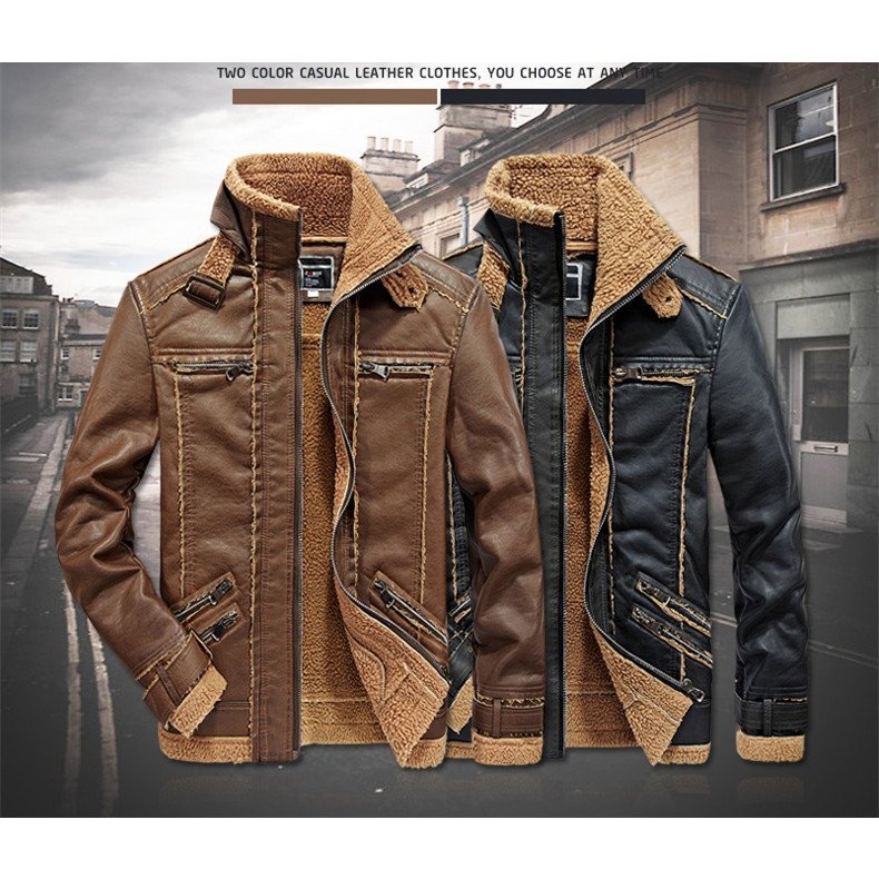 メンズ レザージャケット　冬　 裏ポアジャケット レザーコート 革ジャケット 大きいサイズ PU バ