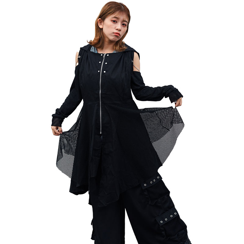 ACDC RAG 冥闇 フードロングベスト コート パーカー 原宿 原宿系 原宿 ファッション 病みかわいい 病みかわ V系 ヴィジュアル系