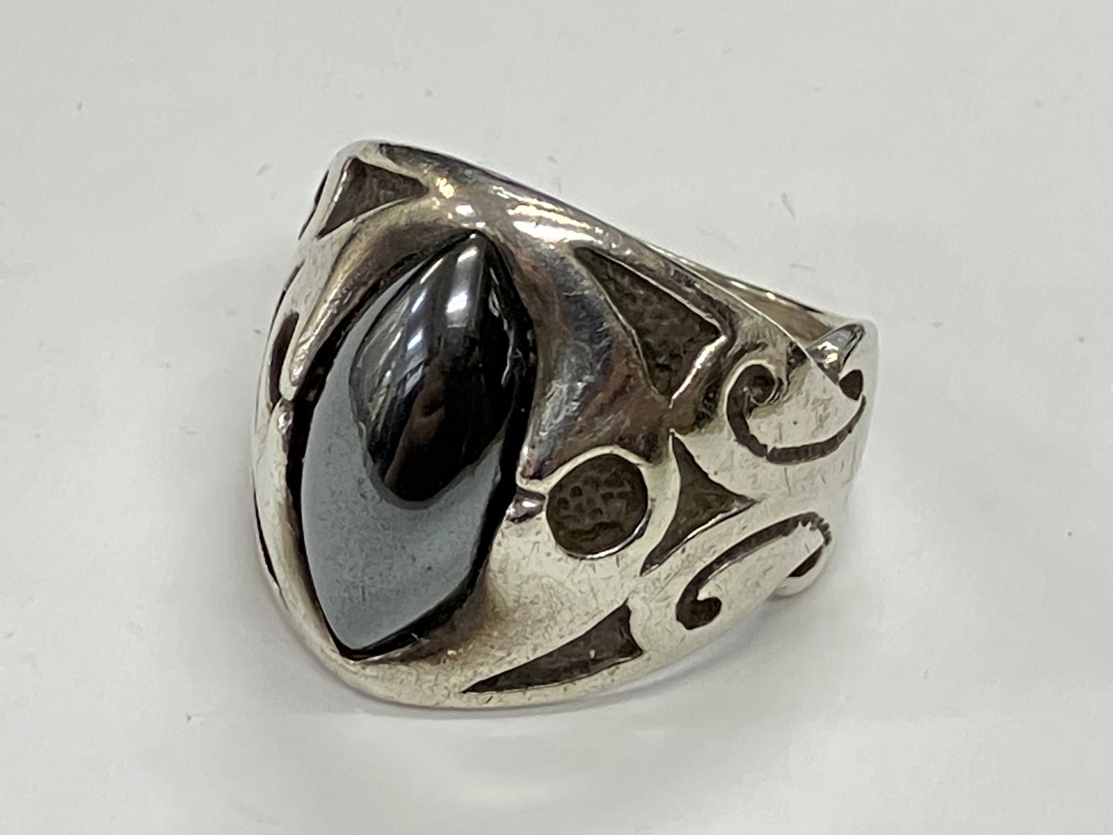 石付き リング・指輪 シルバー925 シルバー ブラック【中古】 メンズ