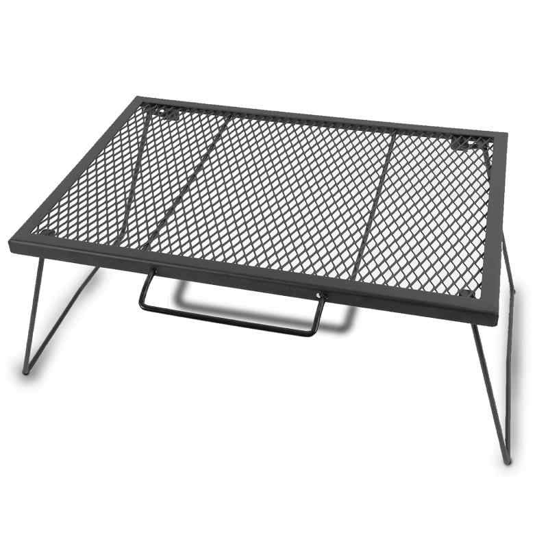 焚き火テーブル メッシュテーブル 折りたたみ キャンプテーブル 60×43×26cm アイアン製 耐熱塗装 耐水 頑丈 無骨 アイアンテーブル 大型 テーブル 机 アウトドア ハイキング キ