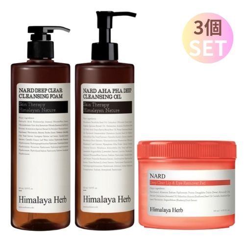 [3個セット]ディープクリアクレンジングフォーム500mL+AHA PHA ディープクレンジングオイル 500mL+ディープクリア リップアンドアイリムーバーパッド 70枚入