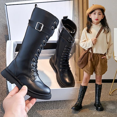 ダンスシューズ 可愛い編み上げハーフブーツ 黒ブ...のサムネイル