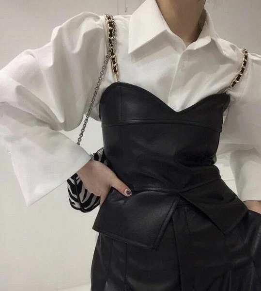 春物 レディース トップス シャツ ベスト pu バルーン袖