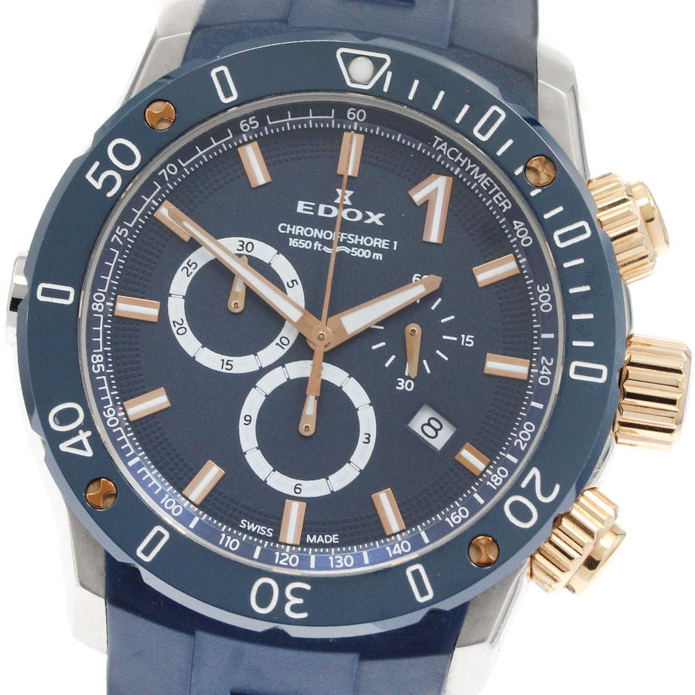 エドックス EDOX 10221 クロノオフショア1 クロノグラフ クォーツ メンズ 保証書付き_952474【中古】