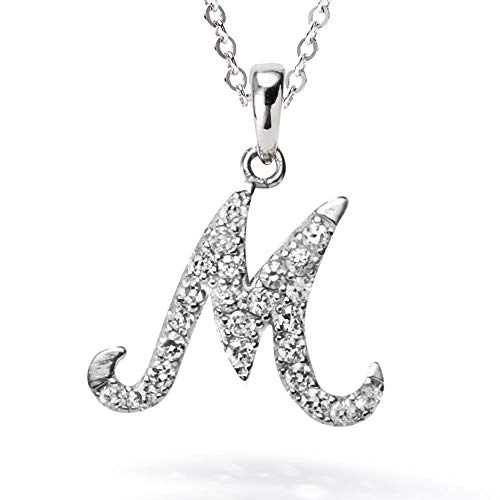 GiftfromNewYorkイニシャルネックレスMアルファベットレディースプラチナ加工シルバー925金属アレルギー対応女性プレゼント