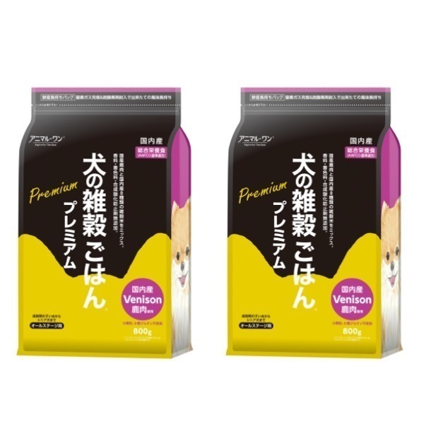 アニマルワン 犬の雑穀ごはん 800g プレミアム 鹿肉 2個セット アニマルワン