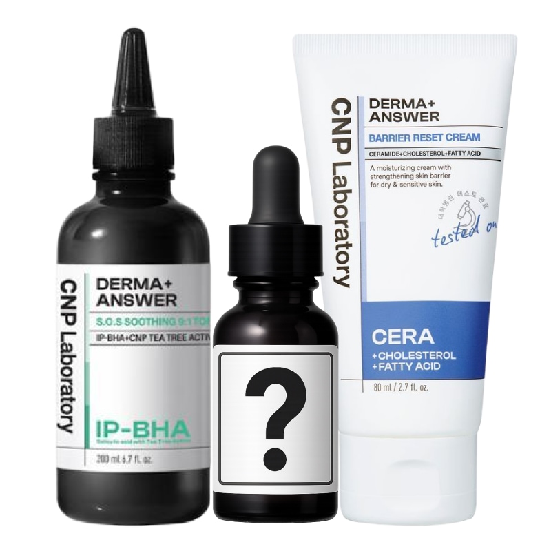 ダーマアンサー 3点 セット(スージングトニックアンプル200ml+[選べるセラム 1個]+バリアリセットクリーム80ml) / 韓国 人気 ニキビ 毛穴 エイジング 選べる 美容液 スキンケアセット