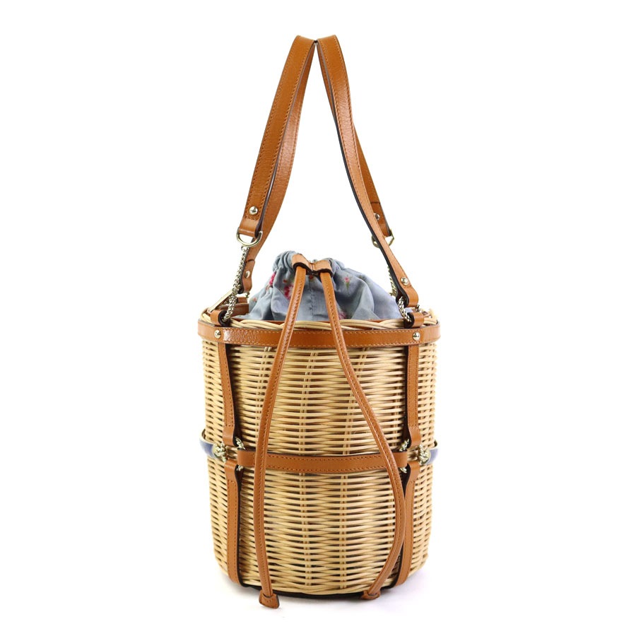 グッチ GUCCI ハンドバッグ かごバッグ ウッド/レザー ブラウン レディース 524830 99984g