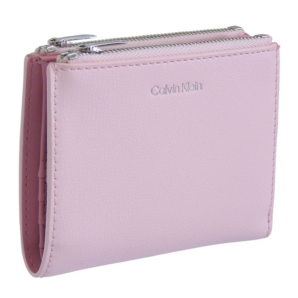 カルバンクライン 財布 レディース 二つ折り財布 アウトレット ピンク FOIL LOGO DBL ZIP CARDCASE 4F1135G-970 CALVIN KLEIN