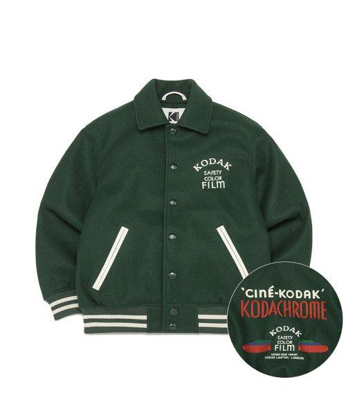 [KODAK 韓国ライフスタイルブランド] コーダカラー バーシティ ジャケット(K3123LJK94GRN)