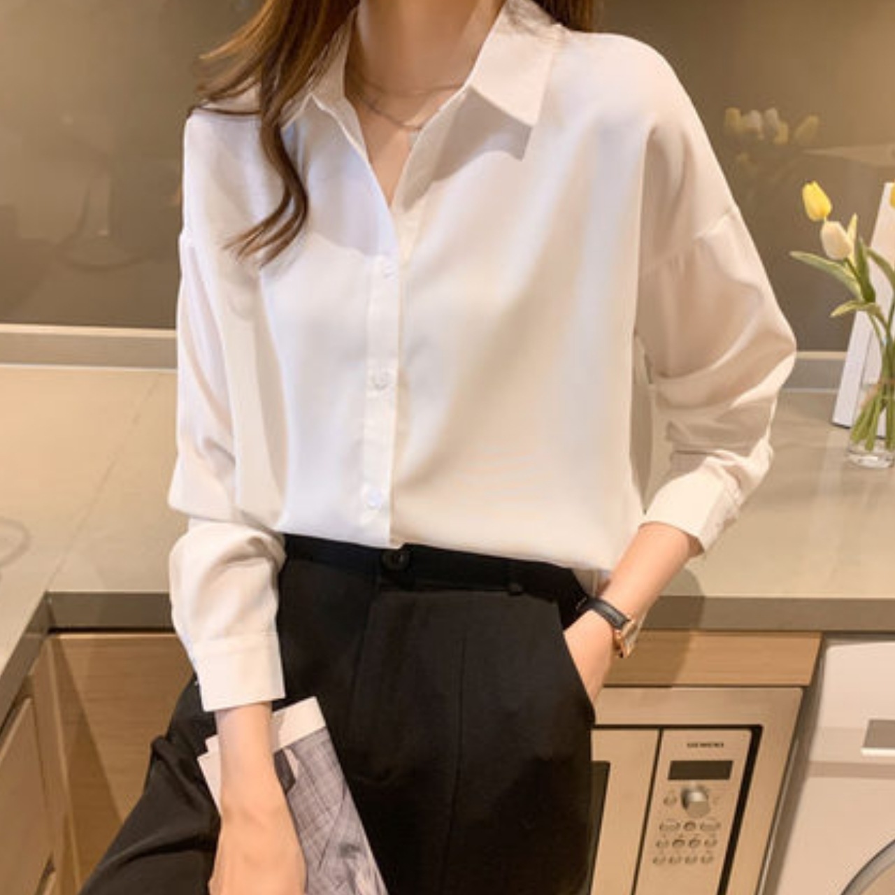 トップス シャツ レディース カーディガン ポロカラー ルーズ 袖あり 長袖 シンプル ストレート セクシー かわいい 大人可愛い きれいめ 大人 お洒落 大人女子 こなれ感 上品 エレガント