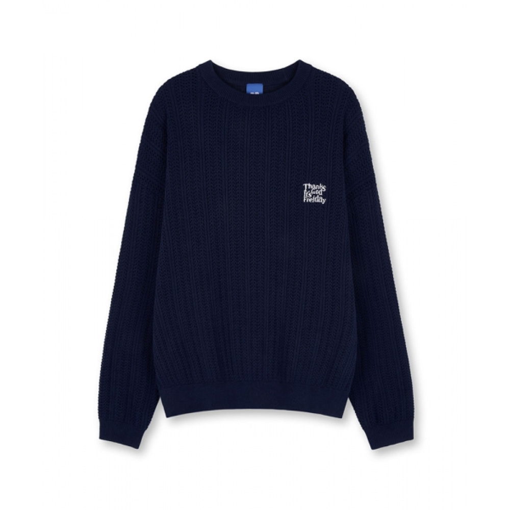 FREI コットン混エッセンシャルニット (ネイビー)