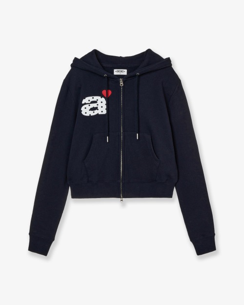 【AEAE】 DOT SMALL LETTER CROP HOOD ZIP UP [NAVY] 正規品