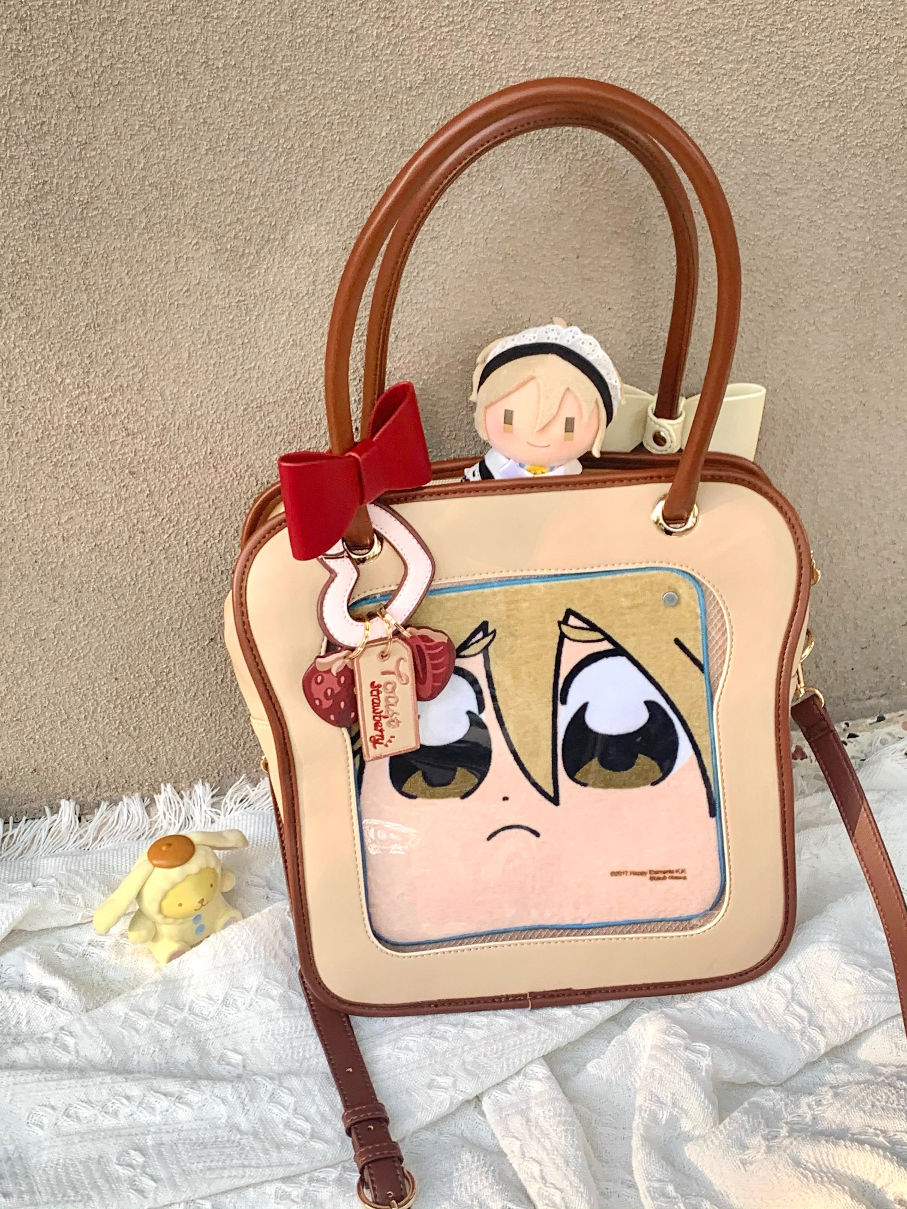 痛バッグ 痛バ 58 75mm 缶バッジ痛バ レディース ショルダーバッグ 推し活 ぬいぐるみバッグ ポケットたくさん 韓国風 人気 通勤通学 トートバッグ 斜めかけ ハンドバッグ 大容量