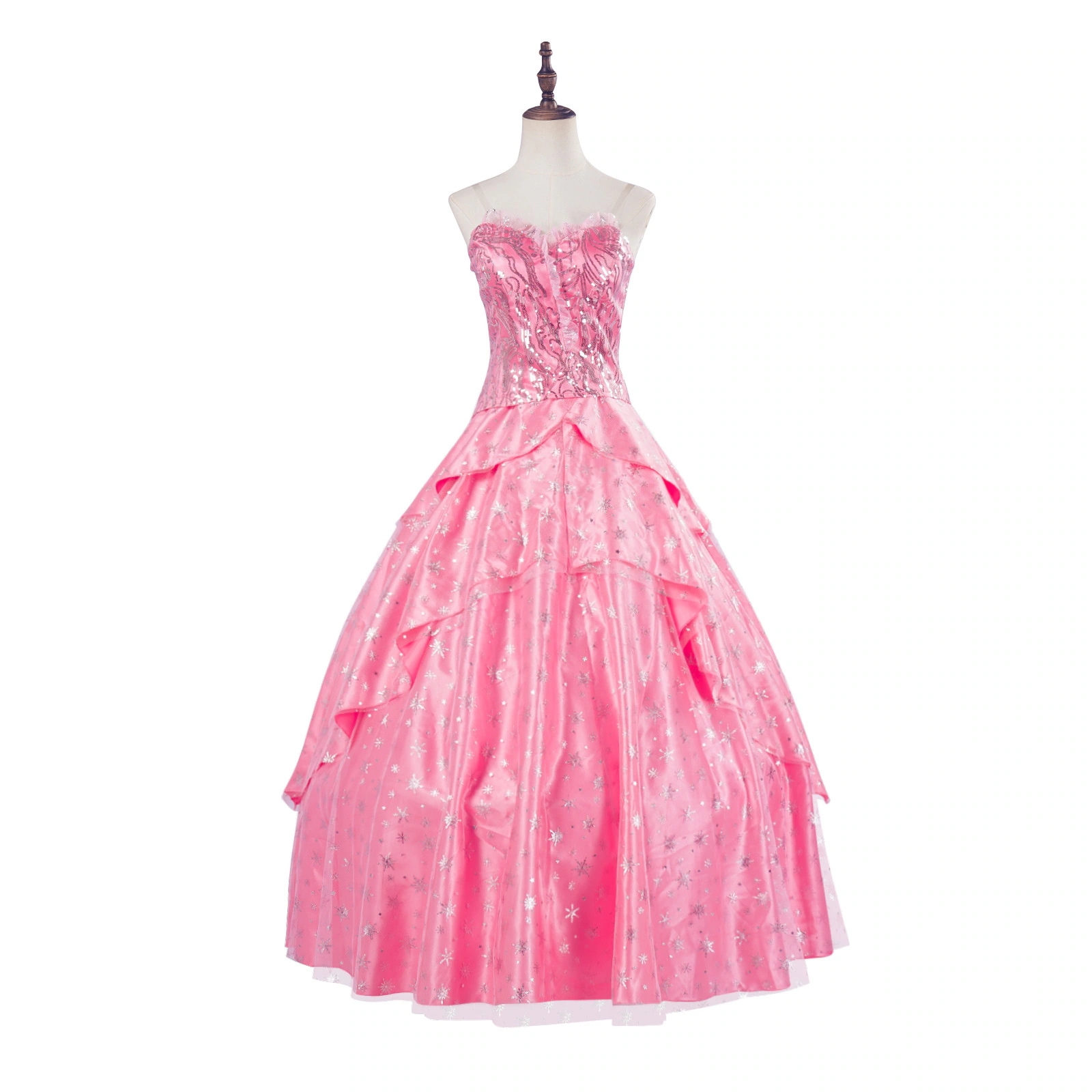 魔法の邪悪な魔女グリンダのコスプレ衣装 グリンダのピンクのコルセットチューブトップドレスのコスプレ衣装