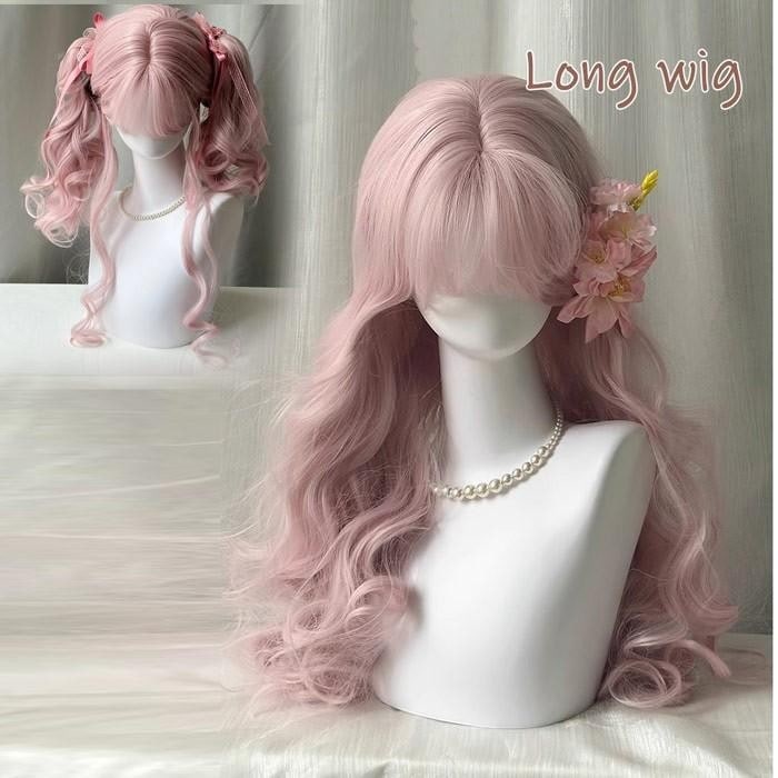 品質良い 大好評中ウィッグ lolita レディース フルウィッグ 小顔効果 ピンク 長髪 ロングウィッグ ゆめ可愛い 風 かつら 巻き毛 ぱっつん前髪 コスプレ ロリータ キュート パー