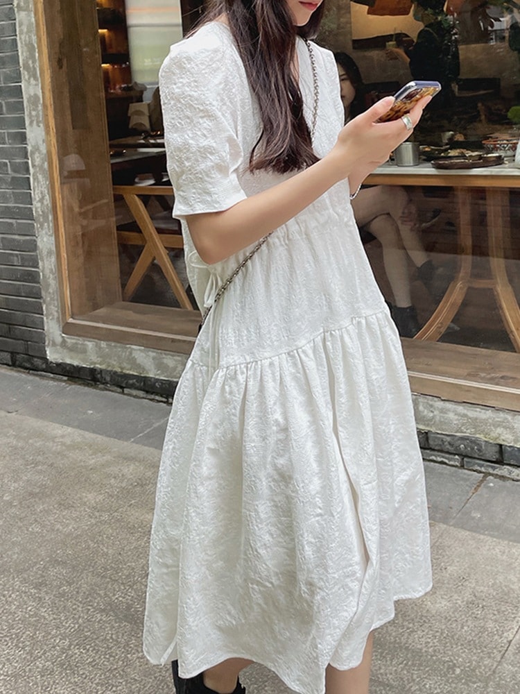 人気SALE ワンピース レディース 韩風 白ワンピース 膝丈 着痩せ Aライン ワンピ 可愛い 夏 5,781円