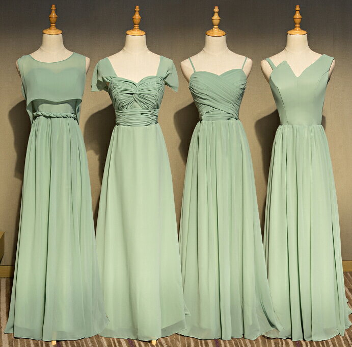 ブライズメイド ドレス ロング グリーン Aライン フレア マキシ丈 ゲストドレス フォーマルドレス 結婚式 お揃いドレス ブライダル LONG コーラス 4スタイル インフィニティ DRESS