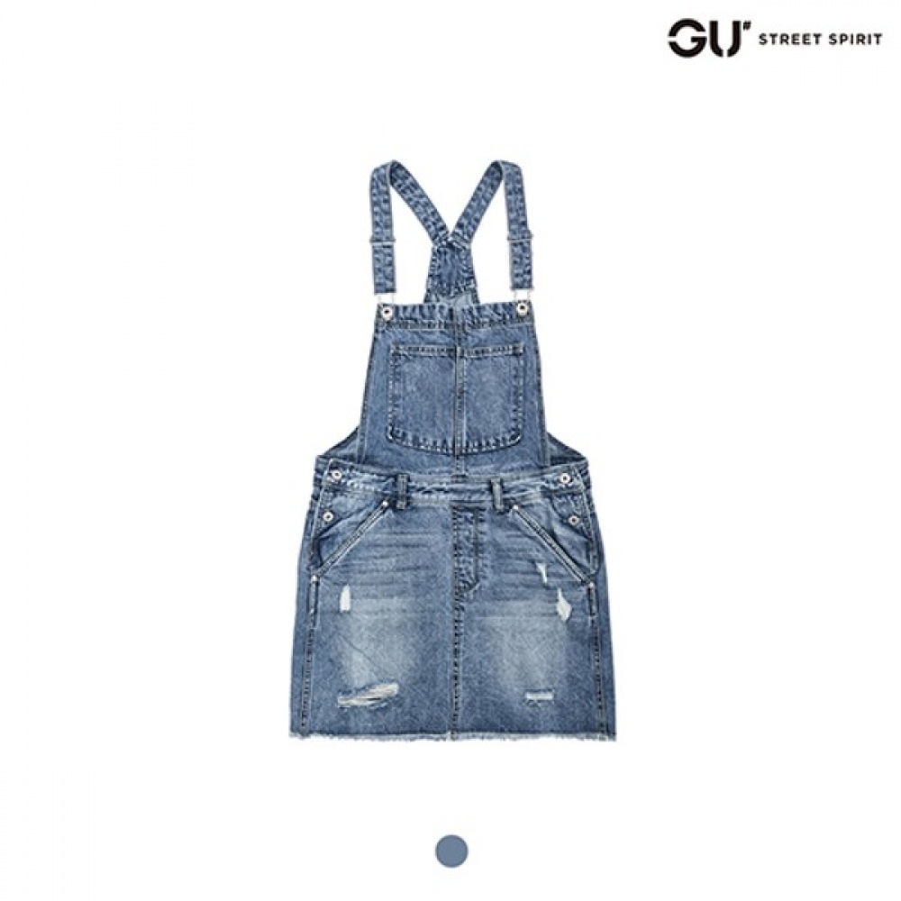 [自由ショップ] 女性）レリーフオーバーオールデニムスカート（FUMMDRK570M）