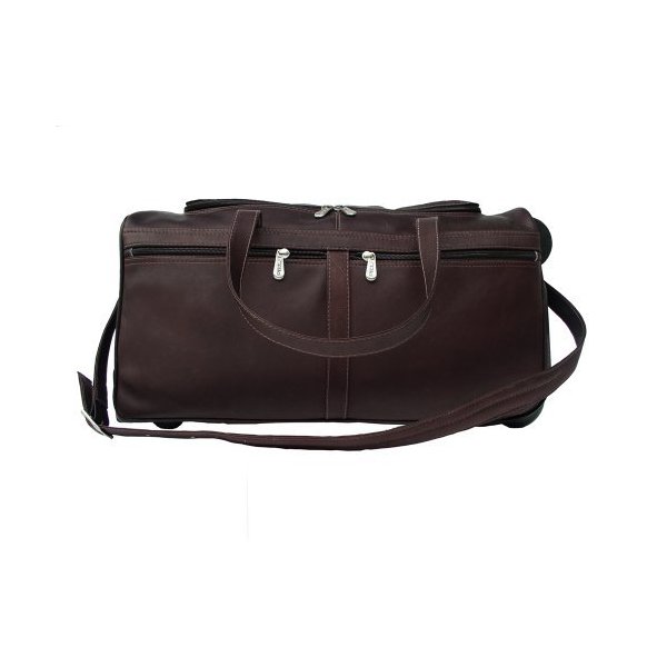 Piel Leather Duffel On Wheels， Chocolate， One Size 並行輸入品