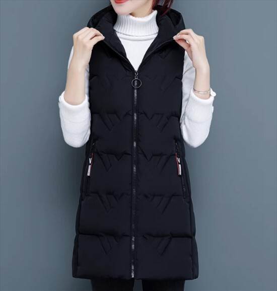 アウター トップス ベスト ジャケット ダウンベスト チョッキ スタンドカラー シングルブレスト ミディアム丈 袖なし ノースリーブ フード付き前開き ジッパー かわいい きれいめ 大人可愛い 上品 5,111円
