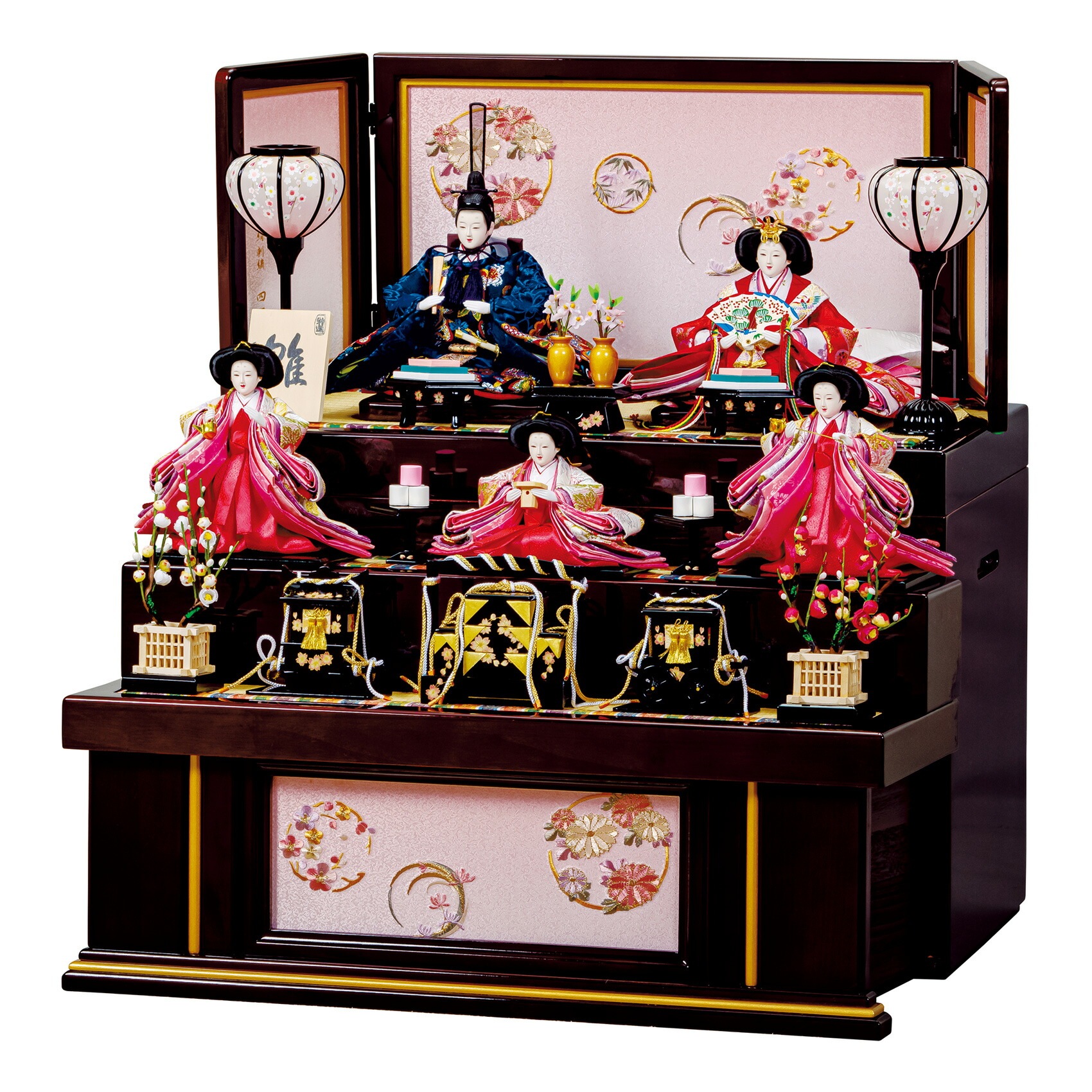 雛人形 コンパクト ひな人形 お雛様 おひなさま ミニ 初節句 かわいい ひなまつり 雛祭り 送料無料 収納 三段 段飾り 5人 五人 2025年 新作 秀光 限定品 買得 お得 人気 P81202