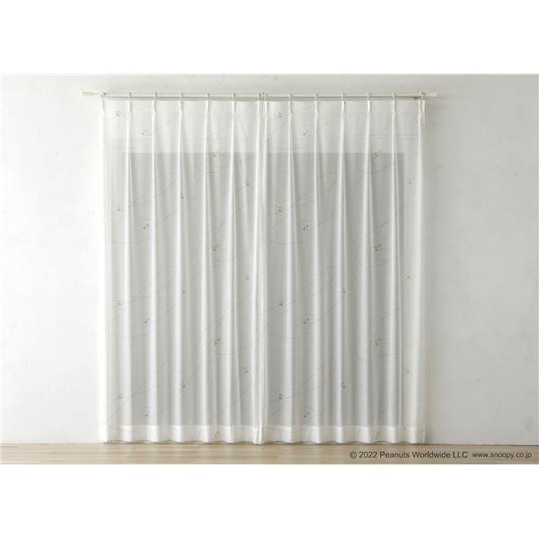 レース カーテン 約幅100×丈176cm ジークレフボイル ホワイト 1枚入 日本製 PEANUTS レースカーテン スミノエ リビング