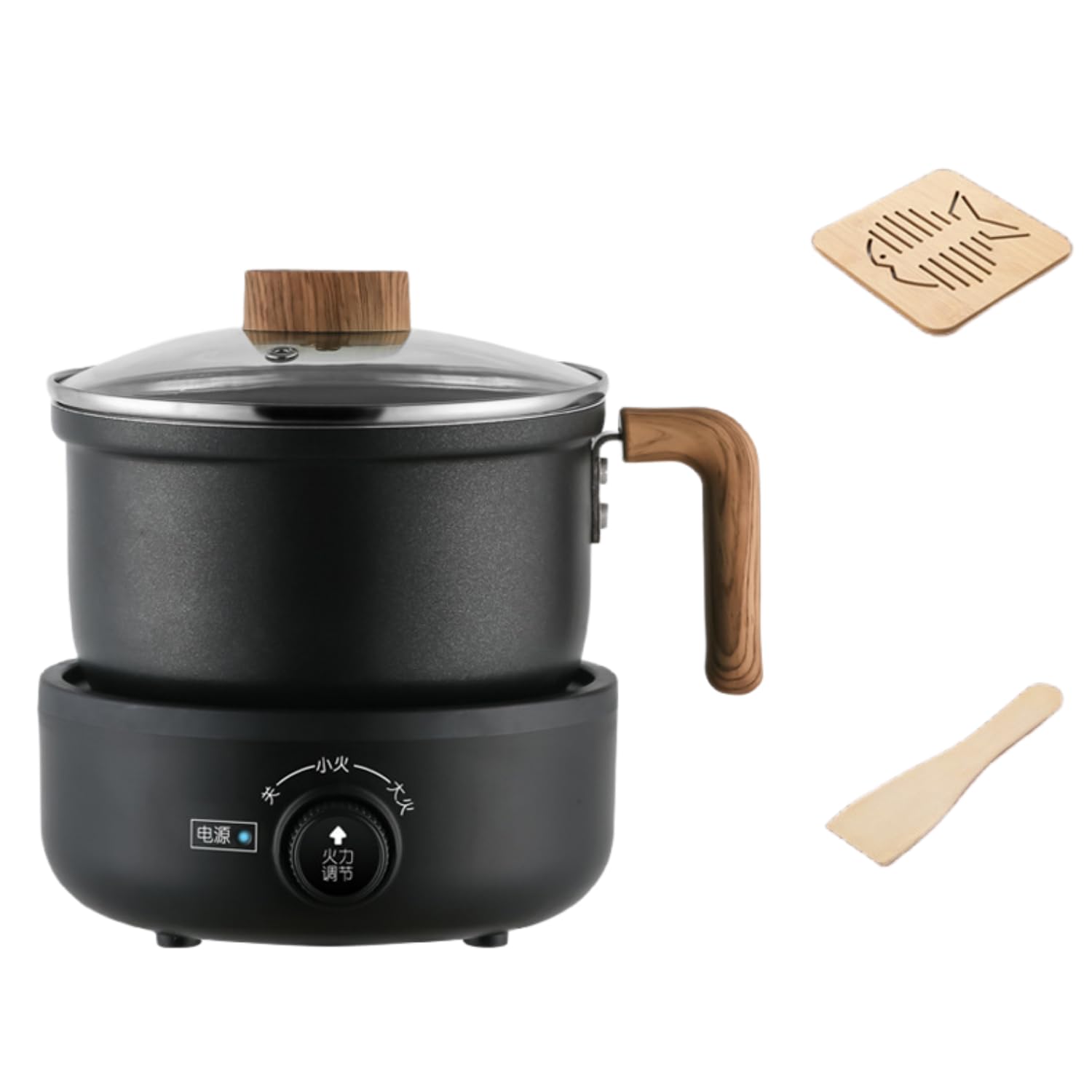 Vifxucy電気調理器電磁調理器電気調理鍋1人または2人用の小型多機能鍋持ち運びに便利ノンスティックフライパン熱調節可能プリセットタイミング蒸し器上蒸しと下煮スマート電源オフガ