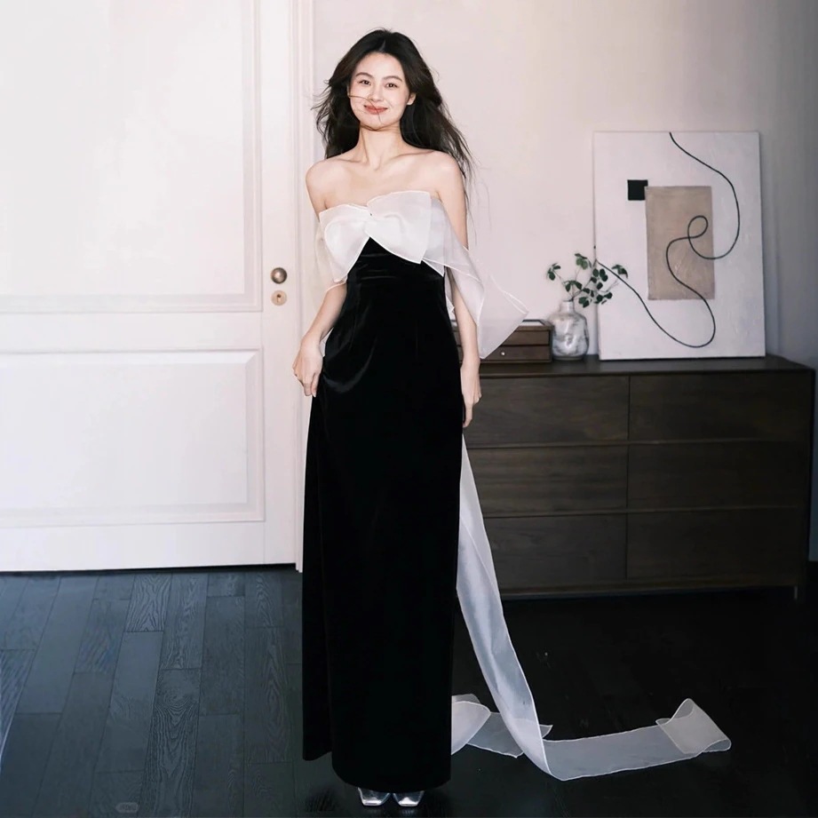 結婚式ワンピース 結婚式ワンピース お呼ばれ お呼ばれワンピース 結婚式ワンピース 着痩せ 結婚式 ワンピース 新しいチューブトップライトウェディングドレスドレッシングガウン弓イブニングドレス女性のた