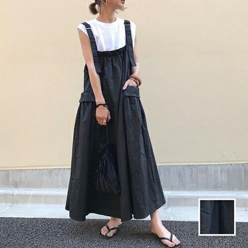 ワンピース カジュアル ロング マキシ丈ワンピ 韓国 ファッション レディース 春 夏 秋 カジュアル コーデ シンプル 定番 セレカジ 20代 30代 40代 2025 ジャンパースカート マ