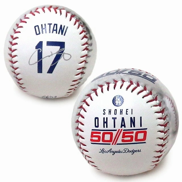 大谷翔平選手 ロサンゼルス・ドジャース 50-50 達成記念ボール ロゴボール MLB公式ライセンス品 記念品 ホワイト