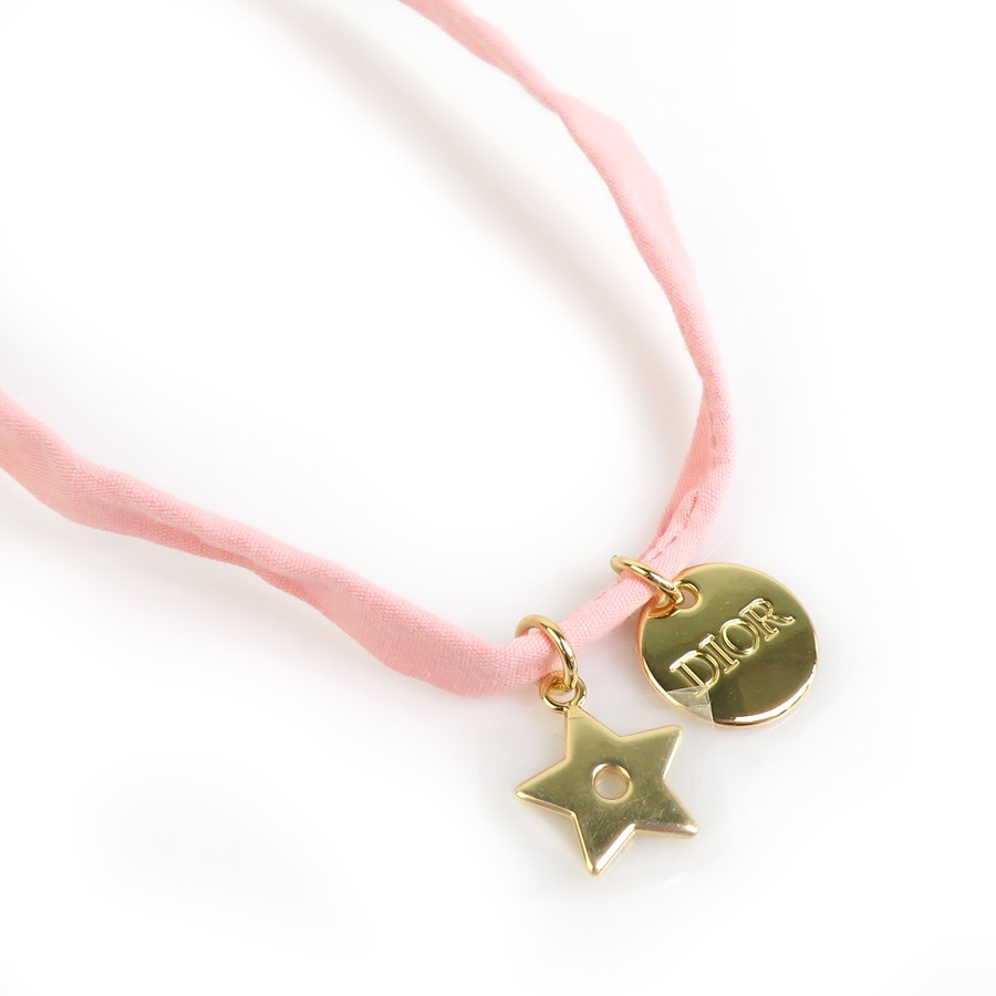 クリスチャンディオール Christian Dior ネックレス チョーカー コットン ピンク レディース h30488k