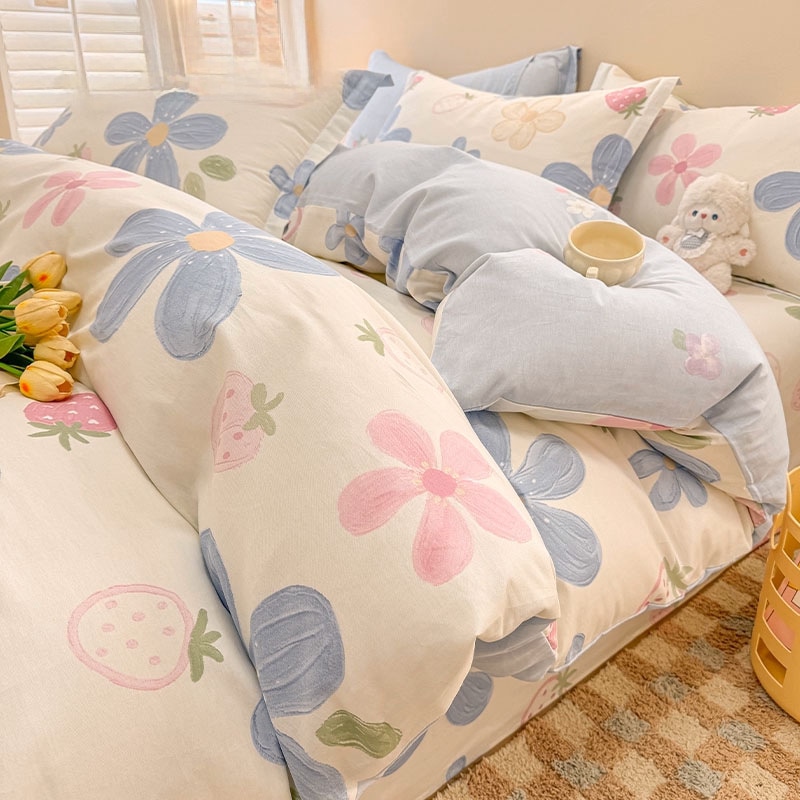 厚手保温純綿4点セット小清新布団カバー全綿シーツ布団カバー