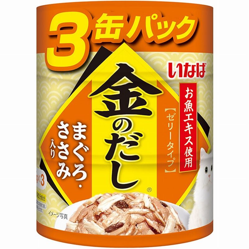 （まとめ買い）いなば 金のだし まぐろ/ささみ入り 65gx3缶パック 猫用フード [x12]