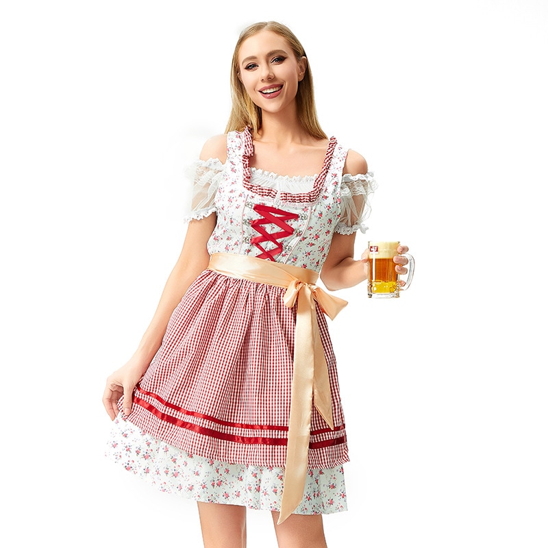 女性 プリント ビール服 ドイツ ミュンヘン ビール祭り 衣装 バイエルン 民族 メイド ワンピース