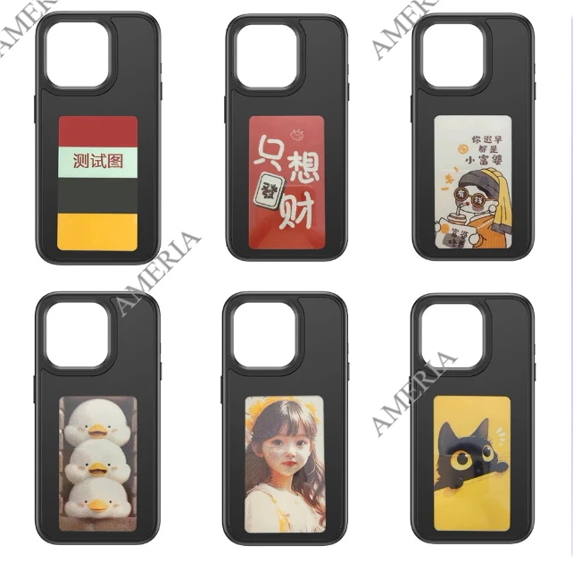 【3日で出荷】4色が適用される 13-15 Pro Max 携帯電話 DIY カラフル Eインク スマートフォンケース DIY写真付き携帯電話ケース