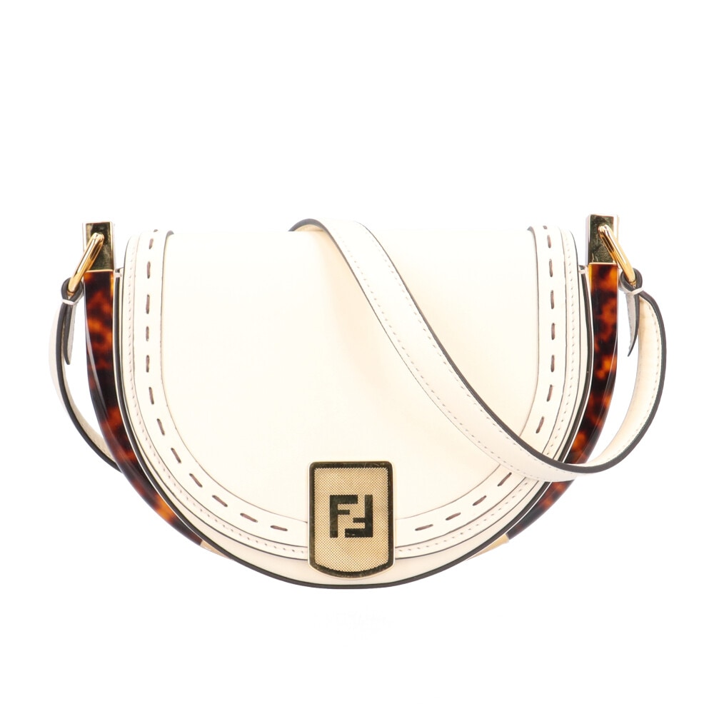 フェンディ ムーンライト ショルダーバッグ レザー 8BT346 ホワイト FENDI 中古 美品
