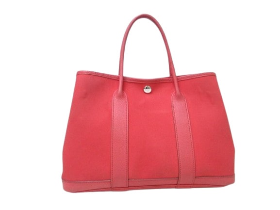 エルメス トートバッグ ガーデンパーティ TPM トワルオフィシエ ネゴンダ - シルバー金具 レッド系 ピンク系 ハンドバッグ ショッピングバッグ 鞄 ブランド 上品【本物保証】